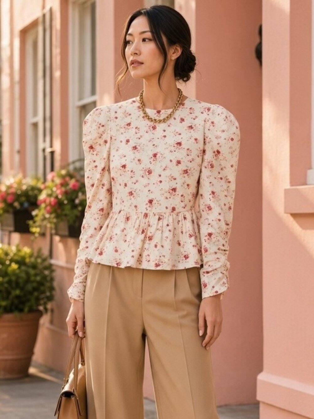 Hyacinth House Ava Floral Peplum Blouse XS NWT Botanical Cotton Lined Tuckernuck